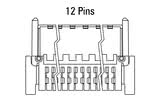 Dimenzije Zero8 Plug, ukrivljen, 12-pinski