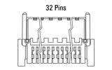 Dimenzije Zero8 Plug, ukrivljen, 32-pinski