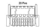 Dimenzije Zero8 Plug, ukrivljen, 20-pinski