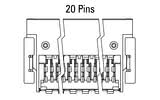 Dimenzije Zero8 Socket, kotni, 20-pinski