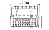 Dimenzije Zero8 Plug, ukrivljen, 32-pinski